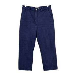 Everlane Pants Women 12 Blue High Rise Cropped Straight Leg Pockets Stretch Boho